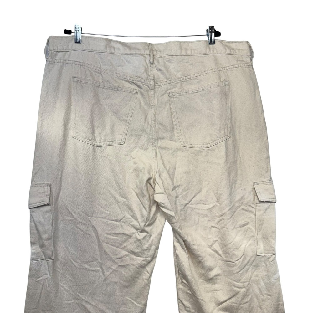 Sky-Hi Wide Leg Cargo Pants Cream Off White Speckled Extra High Rise 20 NEW - Picture 10 of 13